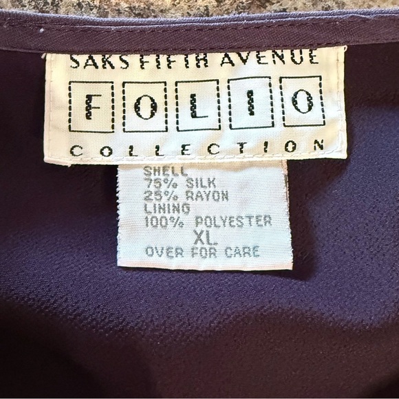 Vintage Saks Fifth Avenue Folio Collection Purple Embellished Blouse XL - Picture 3 of 16